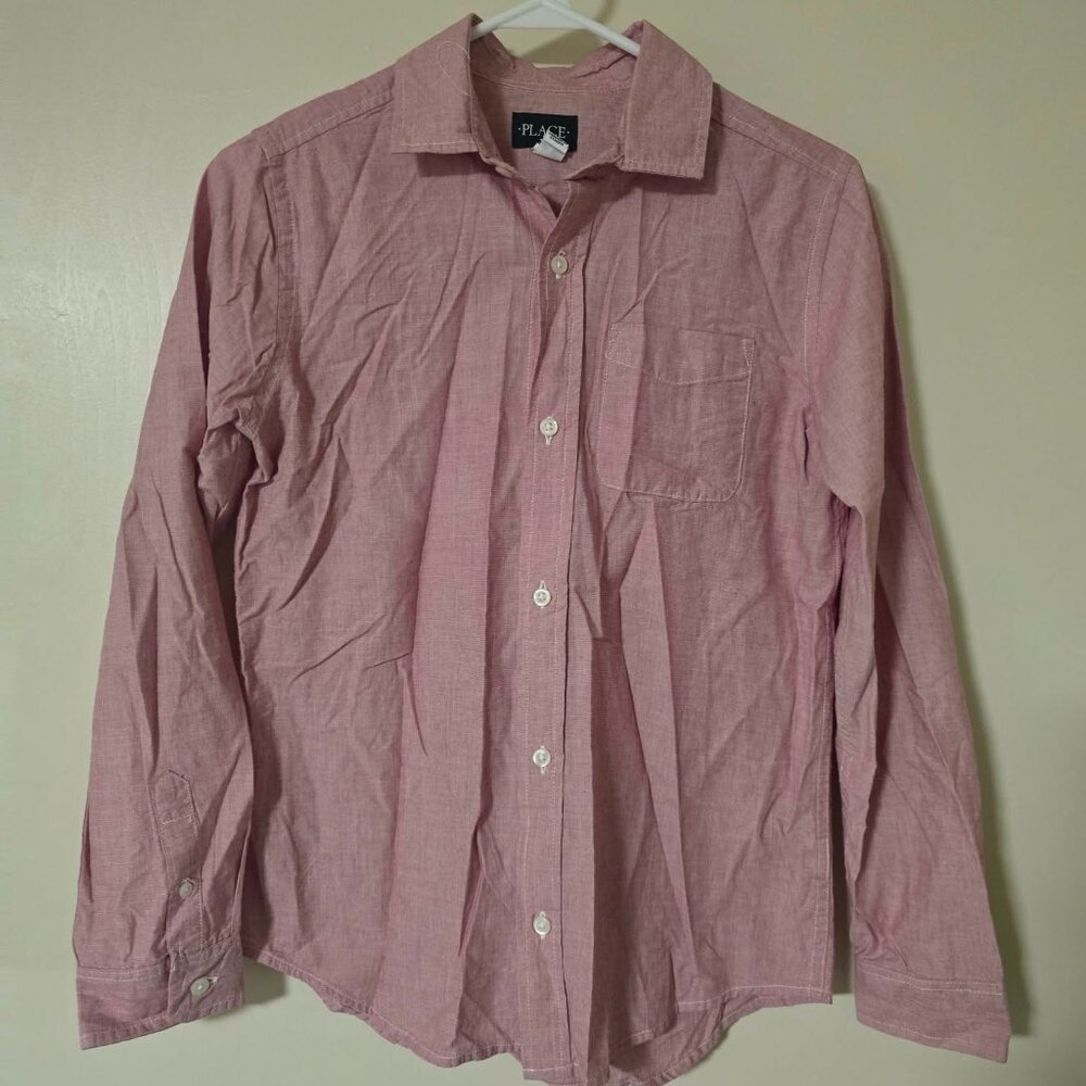 The Children's Place EUC Boys long-sleeved pink button up dress shirt Size 14